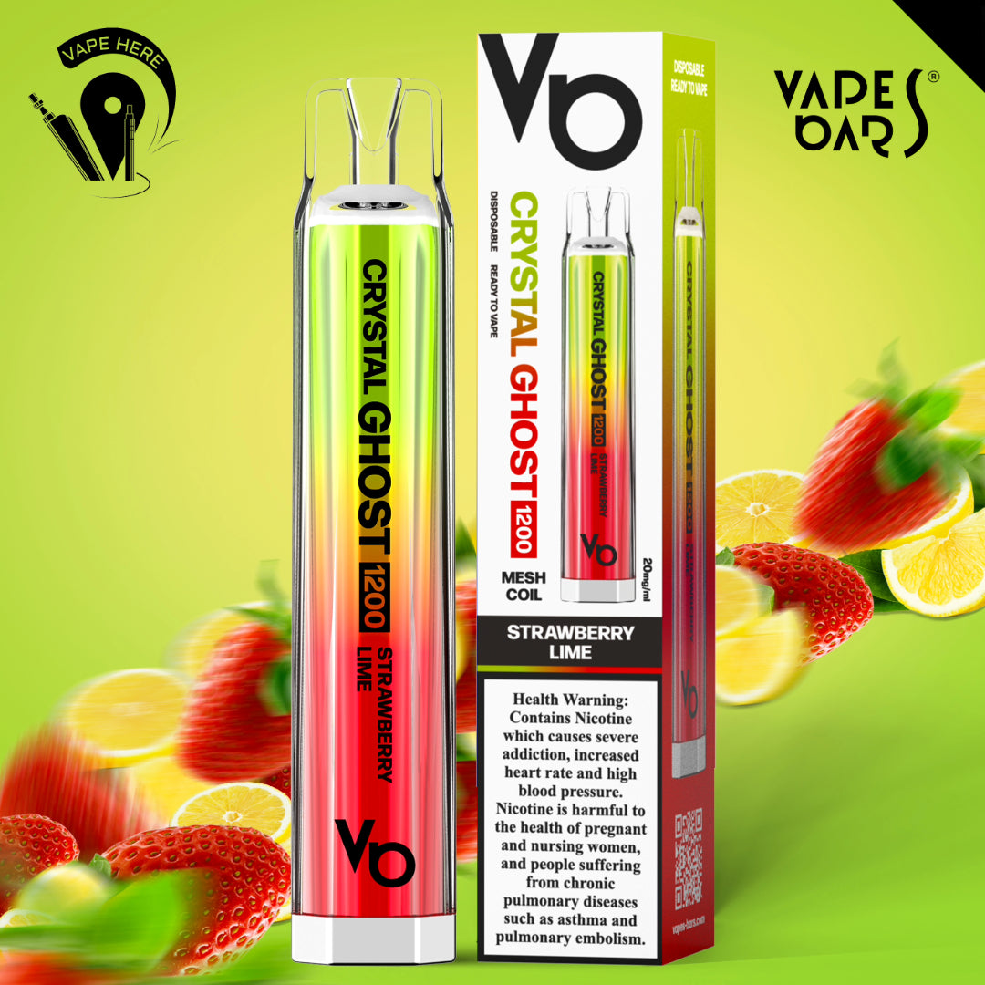 CRYSTAL GHOST 1200 PUFFS DISPOSABLE VAPE 20mg by Vapes Bar Strawberry Lime UAE Sharjah