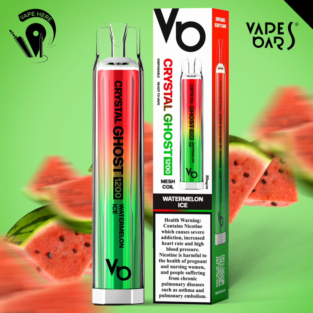 CRYSTAL GHOST 1200 PUFFS DISPOSABLE VAPE 20mg by Vapes Bar Watermelon Ice UAE Abu Dhabi
