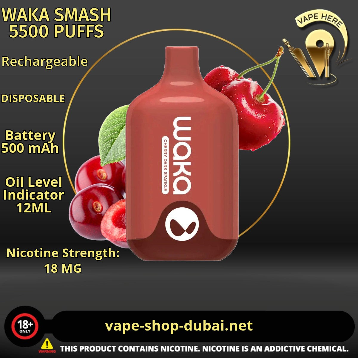 WAKA SMASH 5500 PUFFS 18MG DISPOSABLE VAPE - Vape Here Store