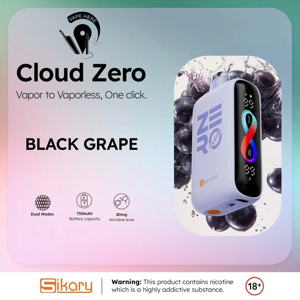 Cloud Zero Sikary 12K Puffs Disposable Vape Black Grape UAE Abu Dhabi