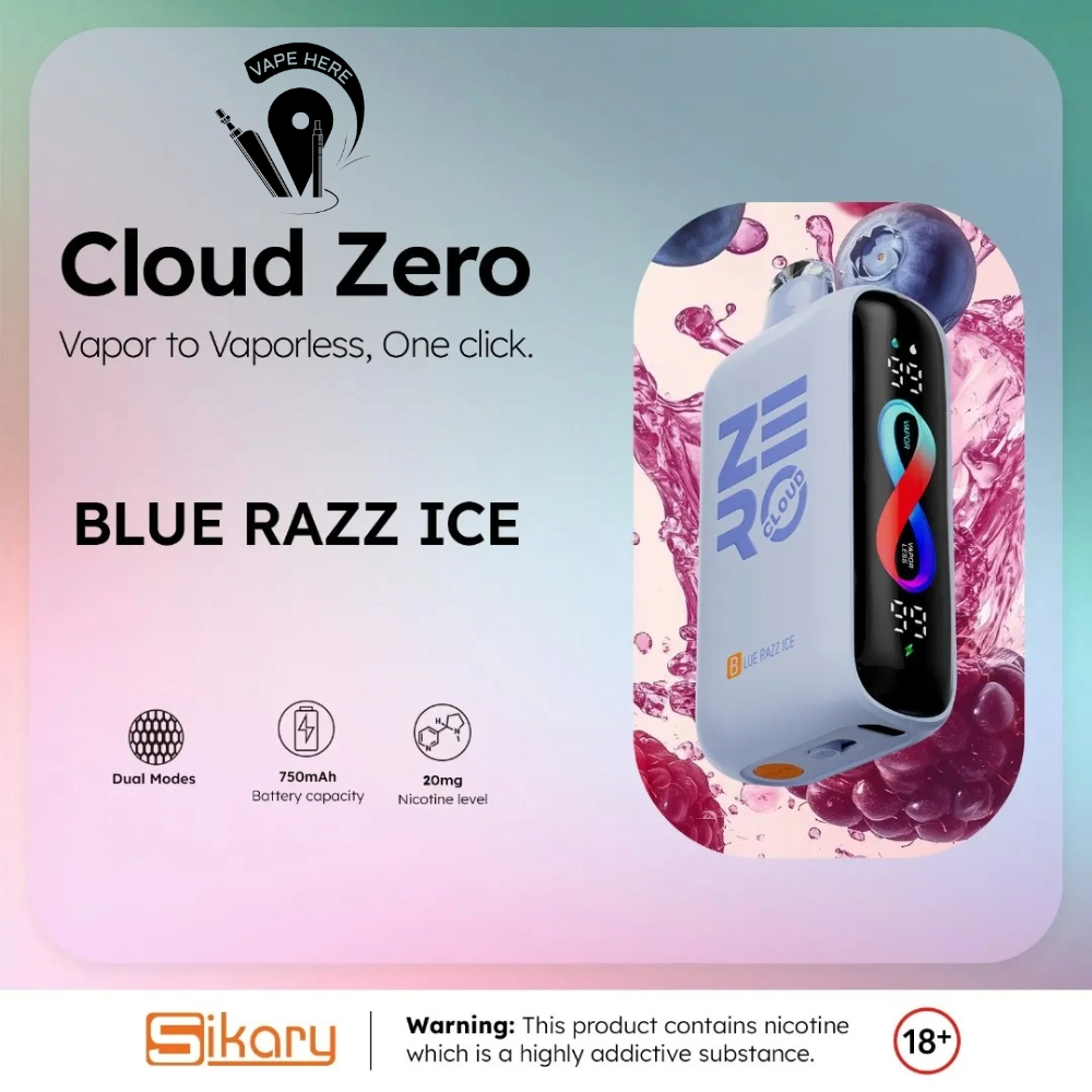 Cloud Zero Sikary 12K Puffs Disposable Vape Blue Razz Ice UAE Sharjah
