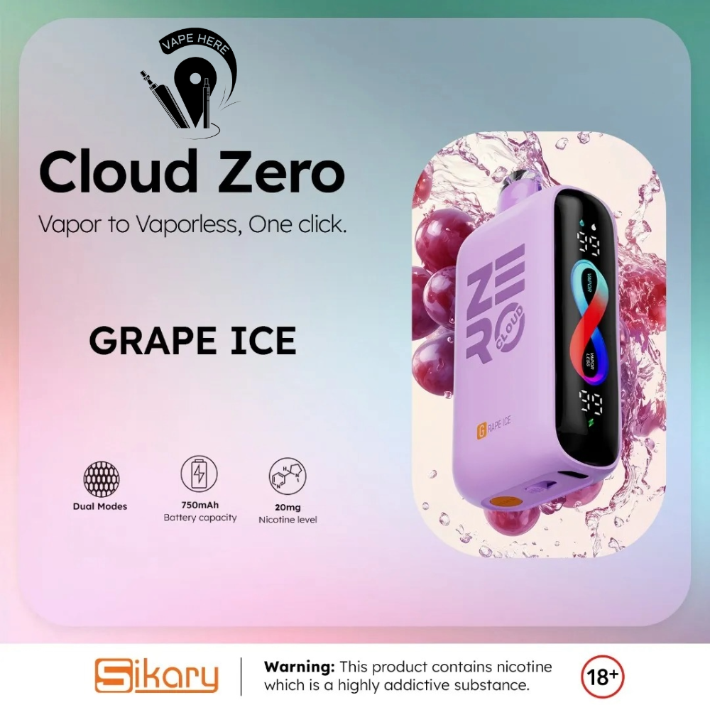 Cloud Zero Sikary 12K Puffs Disposable Vape Grape Ice UAE Ajman