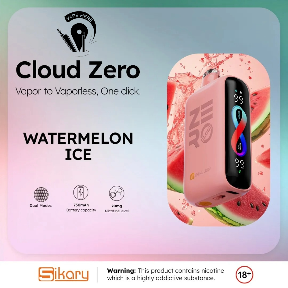 Cloud Zero Sikary 12K Puffs Disposable Vape Watermelon Ice UAE Ras Al Khaimah