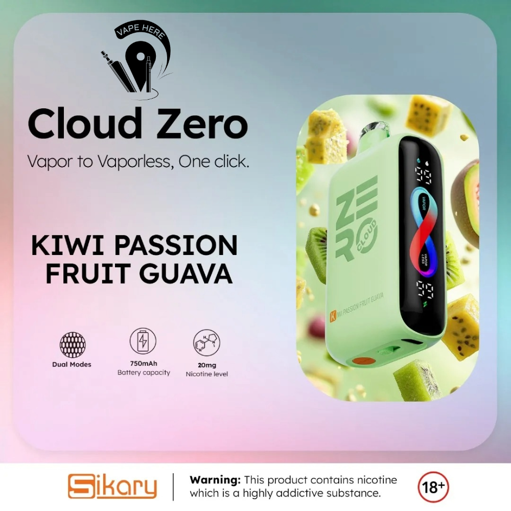 Cloud Zero Sikary 12K Puffs Disposable Vape Kiwi Passion Fruit Guava UAE Ajman