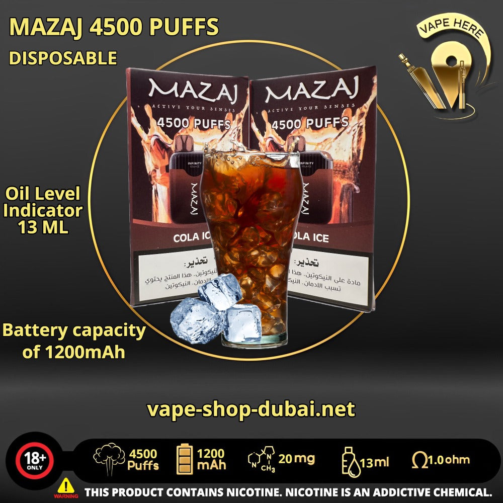 MAZAJ 4500 PUFFS Cola Ice DISPOSABLE VAPE UAE Ajman