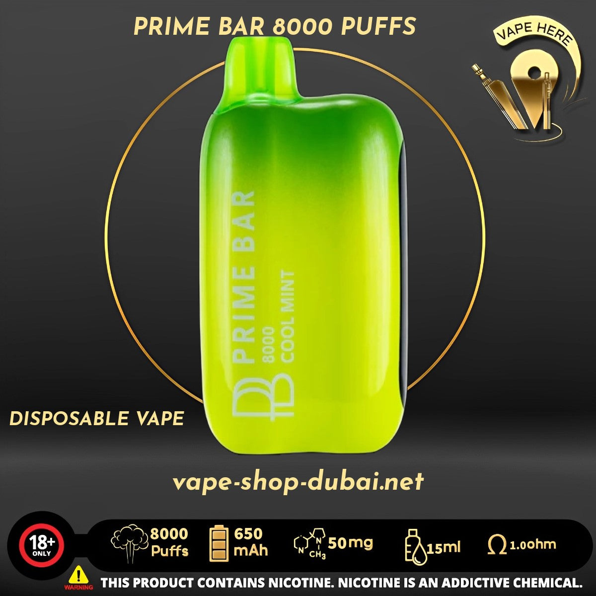 PRIME BAR 8000 PUFFS 50MG DISPOSABLE VAPE - Vape Here Store