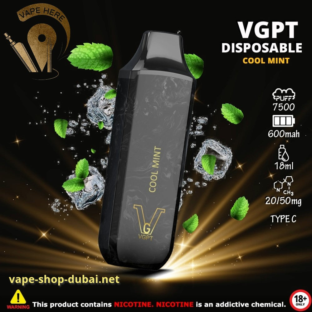 VGPT DISPOSABLE VAPE 7500 PUFFS Cool Mint (20mg&50mg) UAE Sharjah