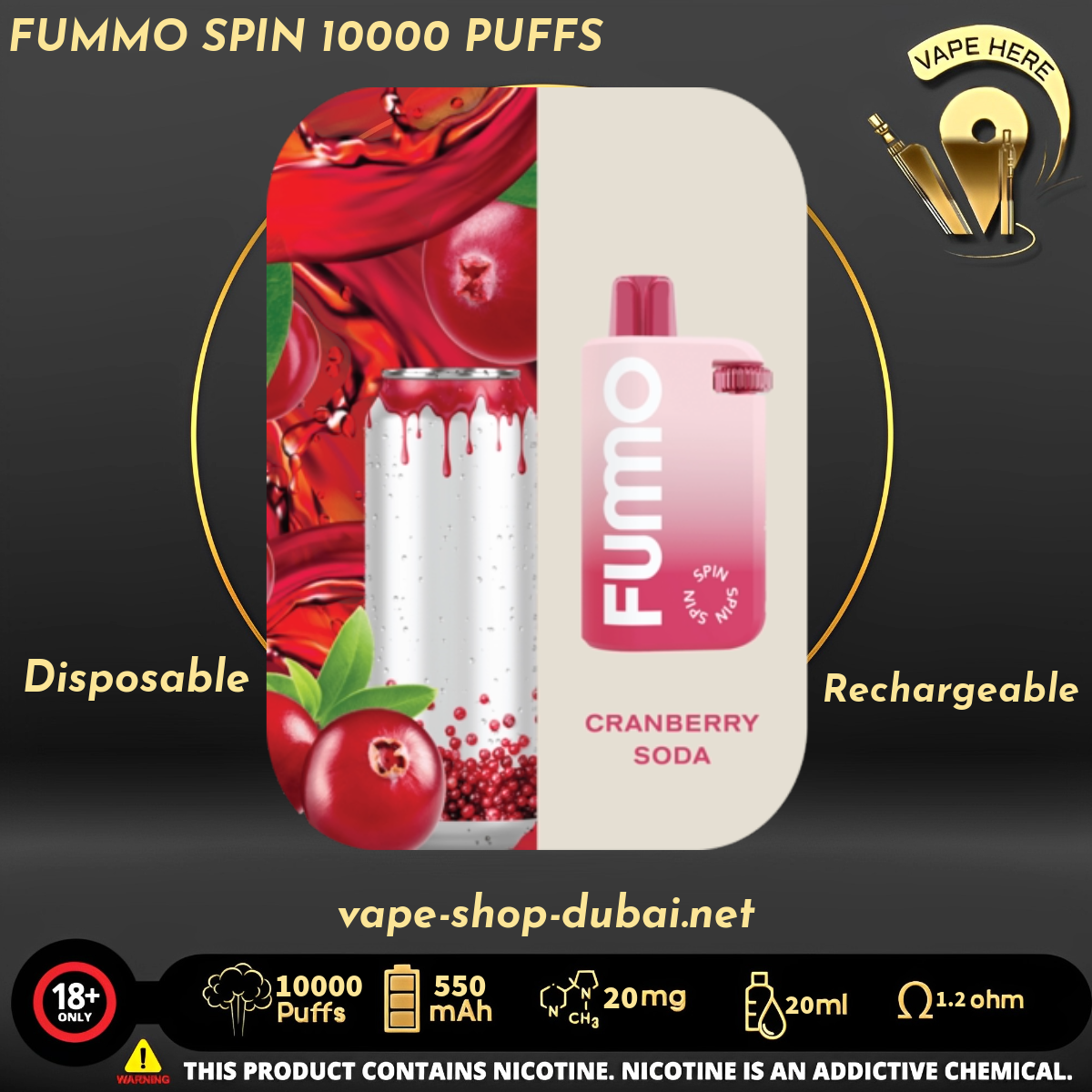 FUMMO SPIN 10000 PUFFS 20 MG DISPOSABLE VAPE - Vape Here Store