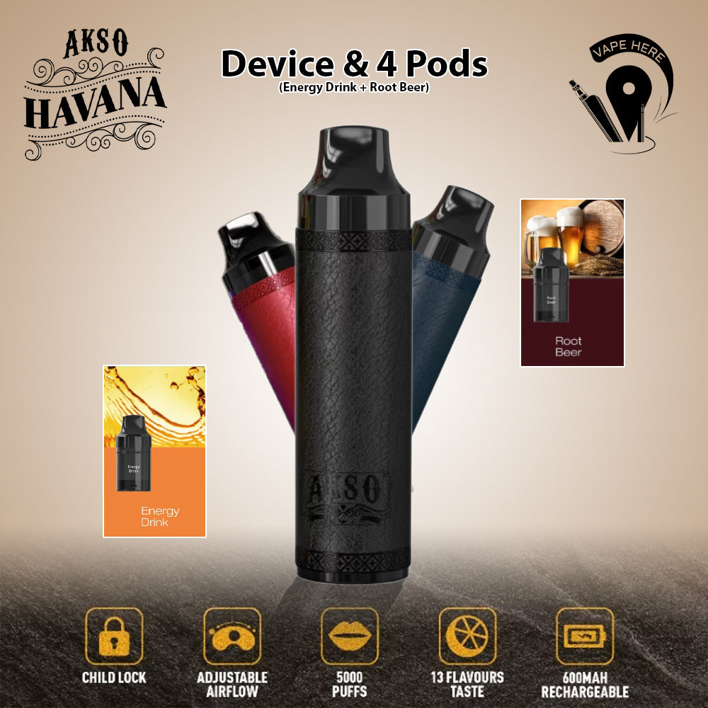 AKSO Havana 5000 Puffs Vape with 4 Flavor Pods (Mixed Flavors) UAE Al Ain