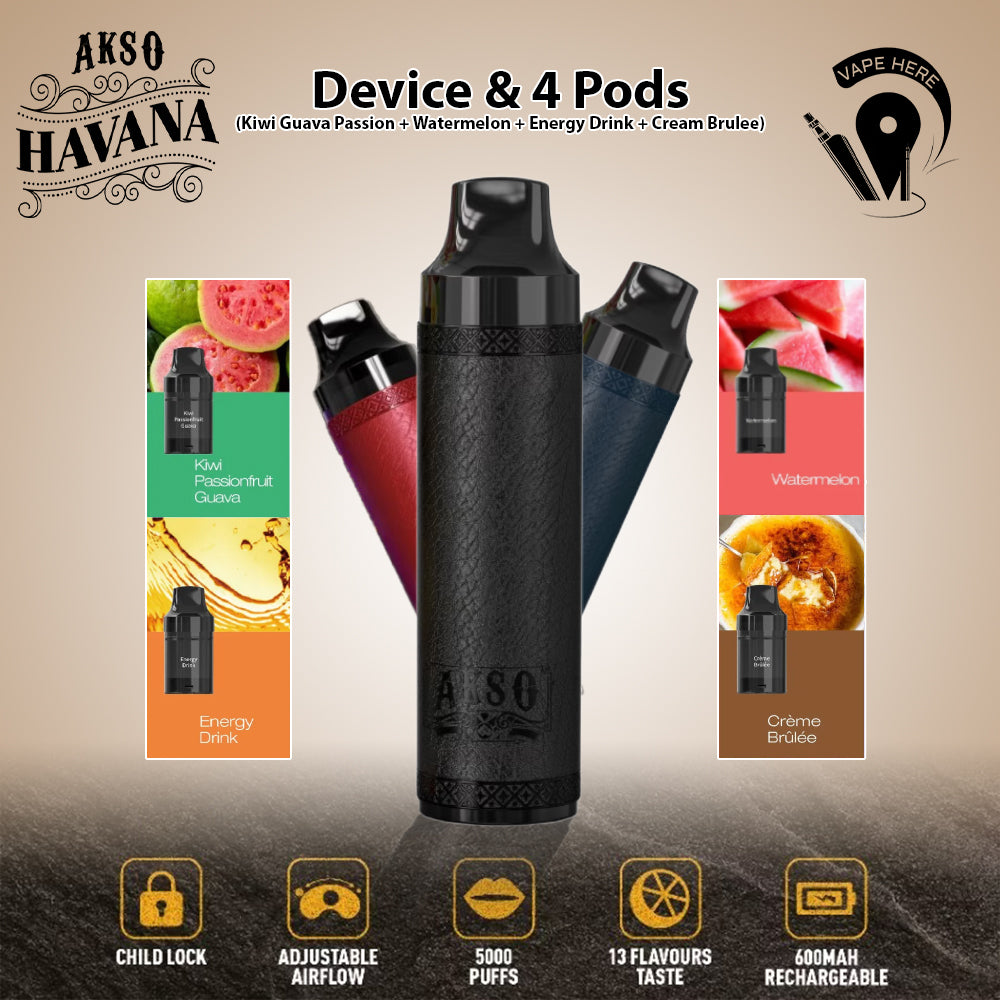AKSO Havana 5000 Puffs Vape with 4 Flavor Pods (Mixed Flavors) UAE Fujairah