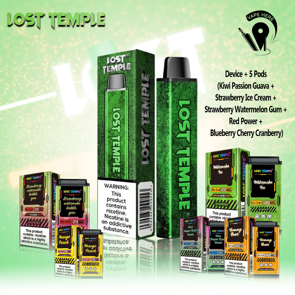 Device + 5 Pods (Kiwi Passion Guava + Strawberry Ice Cream + Strawberry Watermelon Gum + Red Power + Blueberry Cherry Cranberry) UAE Abu Dhabi