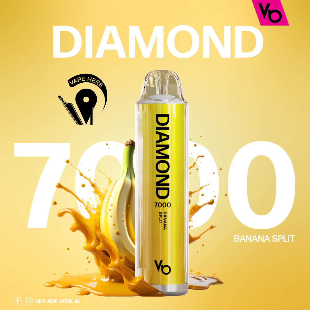 Diamond 7000 Puffs Disposable Vape 20mg by Vapes Bars Banana Split UAE Abu Dhabi