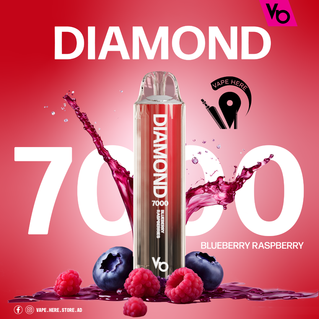 Diamond 7000 Puffs Disposable Vape 20mg by Vapes Bars Blueberry Raspberry UAE Ajman