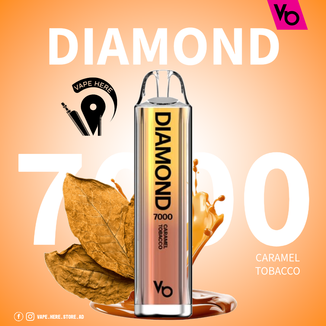 Diamond 7000 Puffs Disposable Vape 20mg by Vapes Bars Caramel Tobacco UAE Al Ain