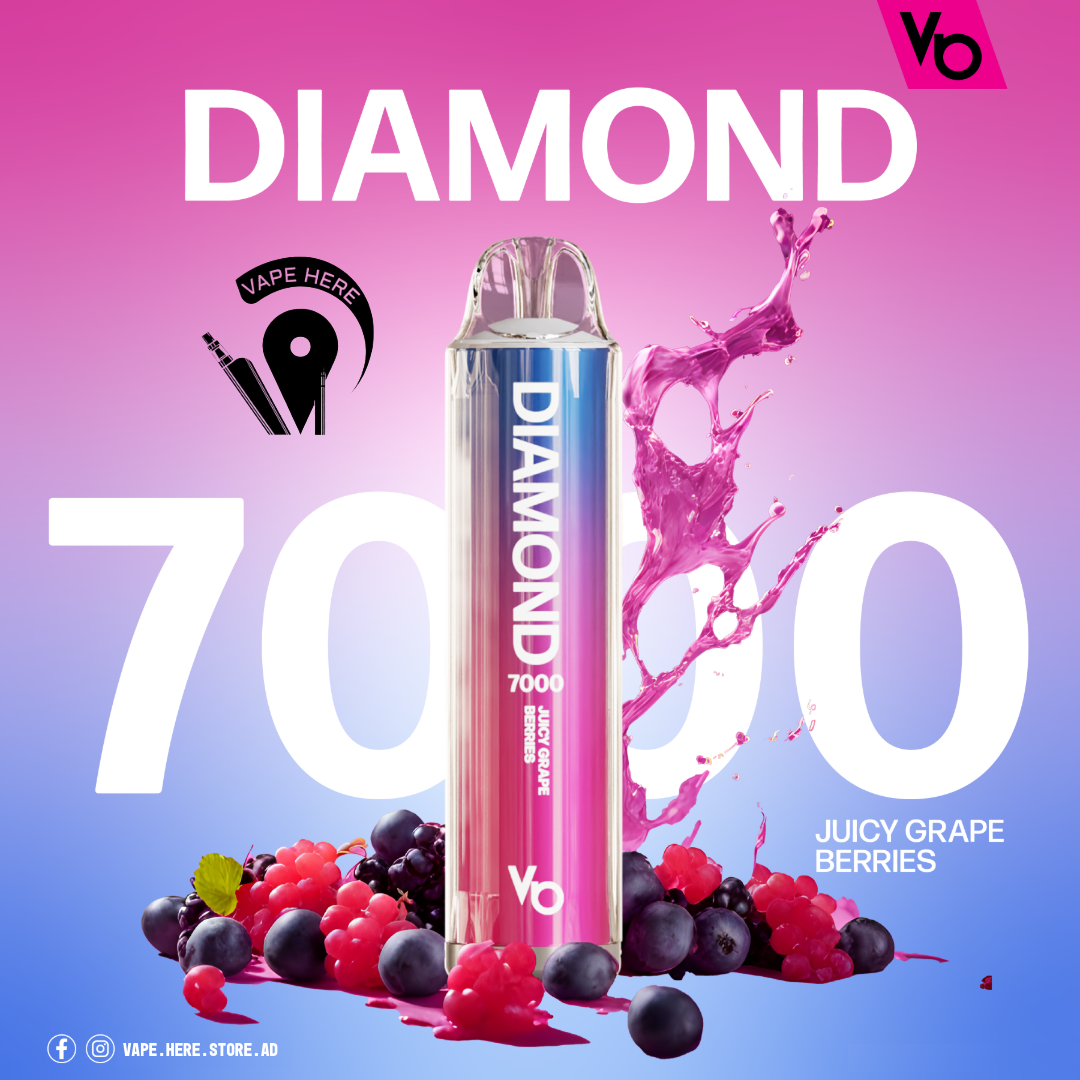 Diamond 7000 Puffs Disposable Vape 20mg by Vapes Bars Juicy Grape Berries UAE Umm Al Quwain