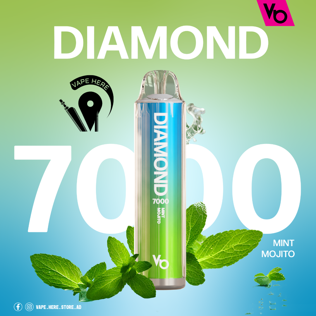 Diamond 7000 Puffs Disposable Vape 20mg by Vapes Bars Mint Mojito UAE Abu Dhabi