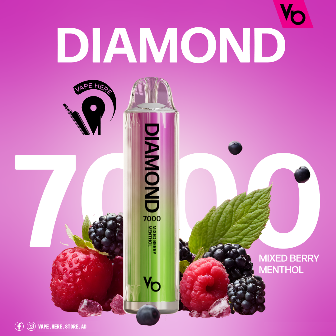 Diamond 7000 Puffs Disposable Vape 20mg by Vapes Bars Mixed Berry Menthol UAE Ajman