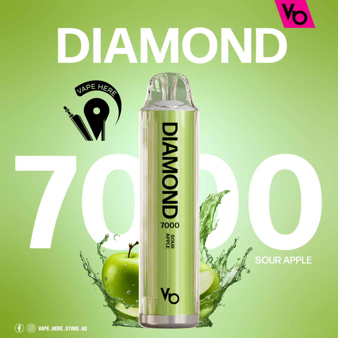 Diamond 7000 Puffs Disposable Vape 20mg by Vapes Bars Sour Apple UAE Dubai