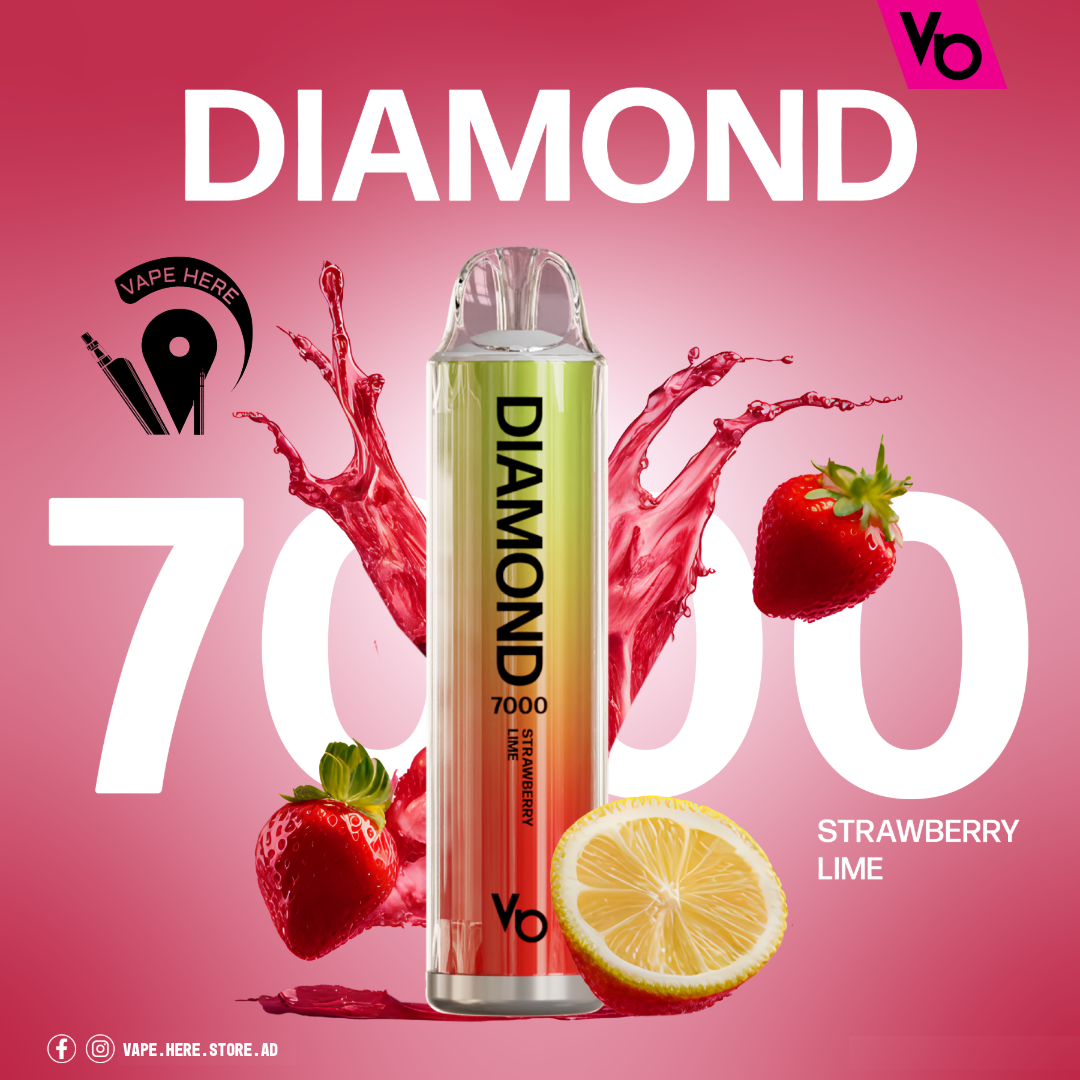 Diamond 7000 Puffs Disposable Vape 20mg by Vapes Bars Strawberry Lime UAE Al Ain