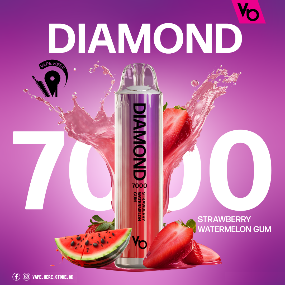 Diamond 7000 Puffs Disposable Vape 20mg by Vapes Bars Strawberry Watermelon Gum UAE Umm Al Quwain