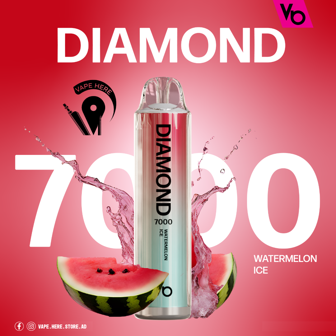 Diamond 7000 Puffs Disposable Vape 20mg by Vapes Bars Watermelon Ice UAE Abu Dhabi