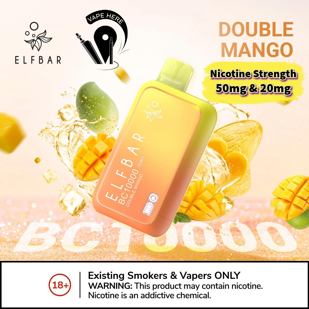 ELF BAR BC10000 PUFFS DISPOSABLE VAPE Double Mango 50mg & 20mg UAE Ajman