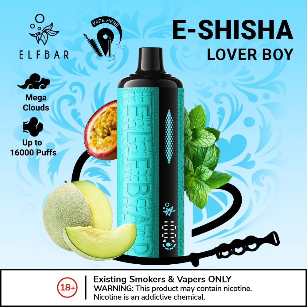 ELFBAR E-Shisha 16000 PUFFS DISPOSABLE VAPE Ultimate DTL Experience Lovery Boy UAE Umm Al Quwain