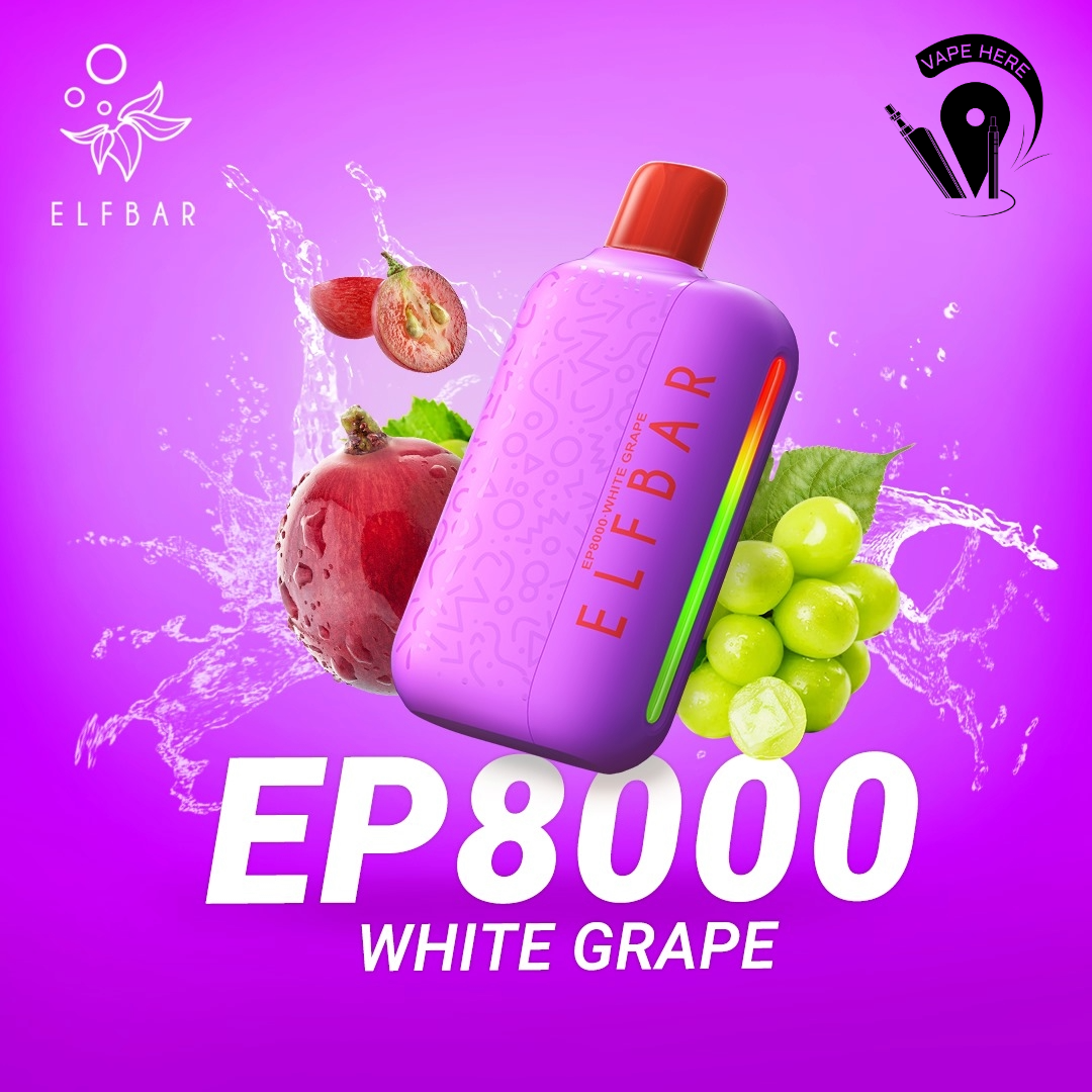 ELF BAR EP8000 Puffs Disposable Vape (Non-Rechargeable) White Grape UAE Abu Dhabi