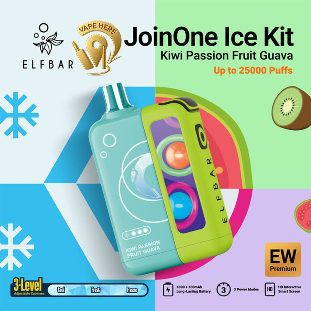 ELF BAR JOINONE ICE KIT 25K Puffs  Disposable Vape Kiwi Passion Fruit Guava UAE Abu Dhabi 