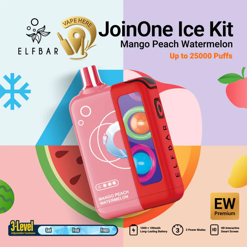 ELF BAR JOINONE ICE KIT 25K Puffs  Disposable Vape Mango Peach Watermelon UAE Ras Al Khaimah 