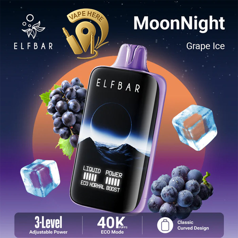 ELF BAR MOONNIGHT 40K PUFFS - DISPOSABLE VAPE Grape Ice UAE Al Sharjah 