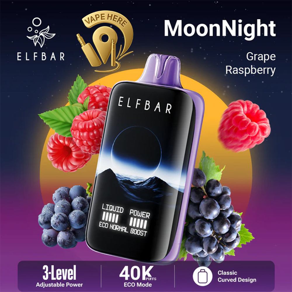 ELF BAR MOONNIGHT 40K PUFFS - DISPOSABLE VAPE Grape Raspberry UAE Al Ain