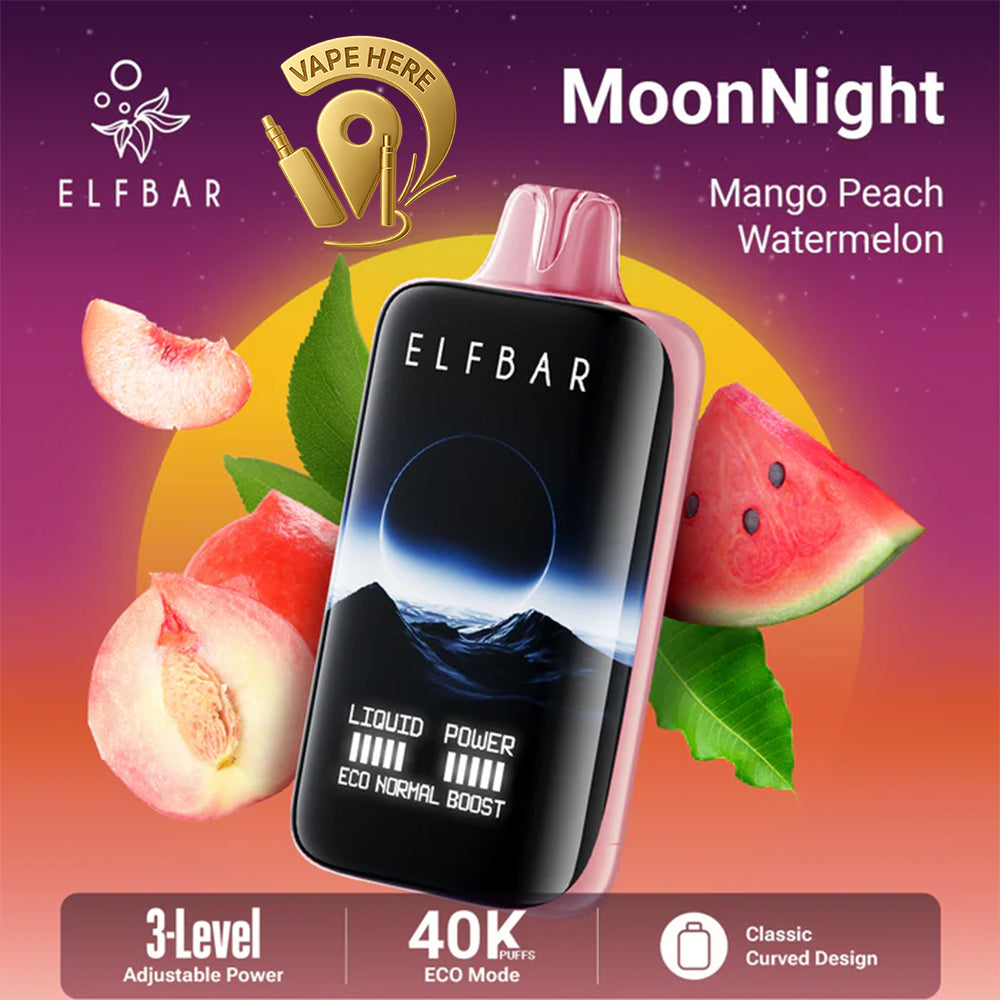 ELF BAR MOONNIGHT 40K PUFFS - DISPOSABLE VAPE Mango Peach Watermlon UAE Ras Al Khimah 
