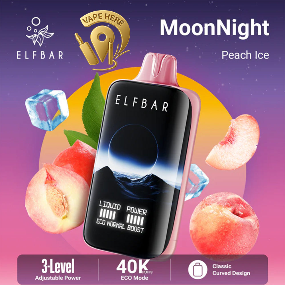 ELF BAR MOONNIGHT 40K PUFFS - DISPOSABLE VAPE Peach Ice UAE Ajman 