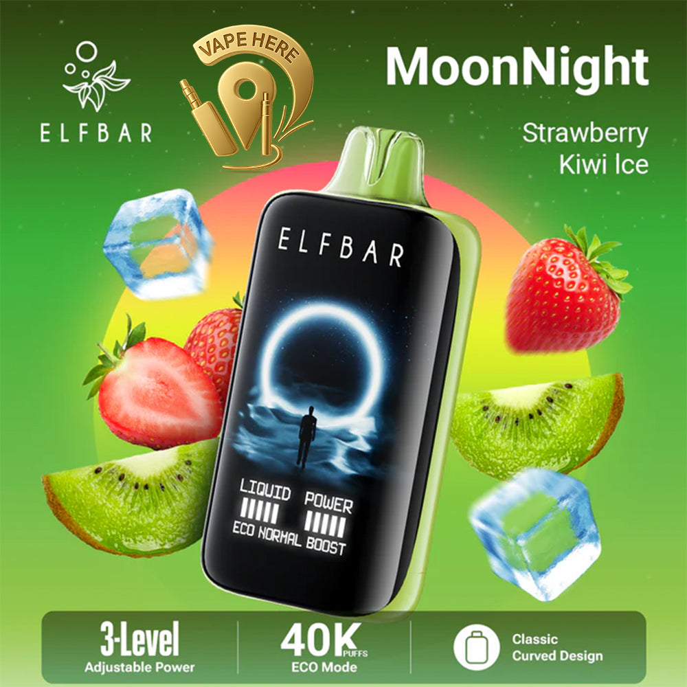 ELF BAR MOONNIGHT 40K PUFFS - DISPOSABLE VAPE Strawberry Kiwi Ice UAE Abu Dhabi 