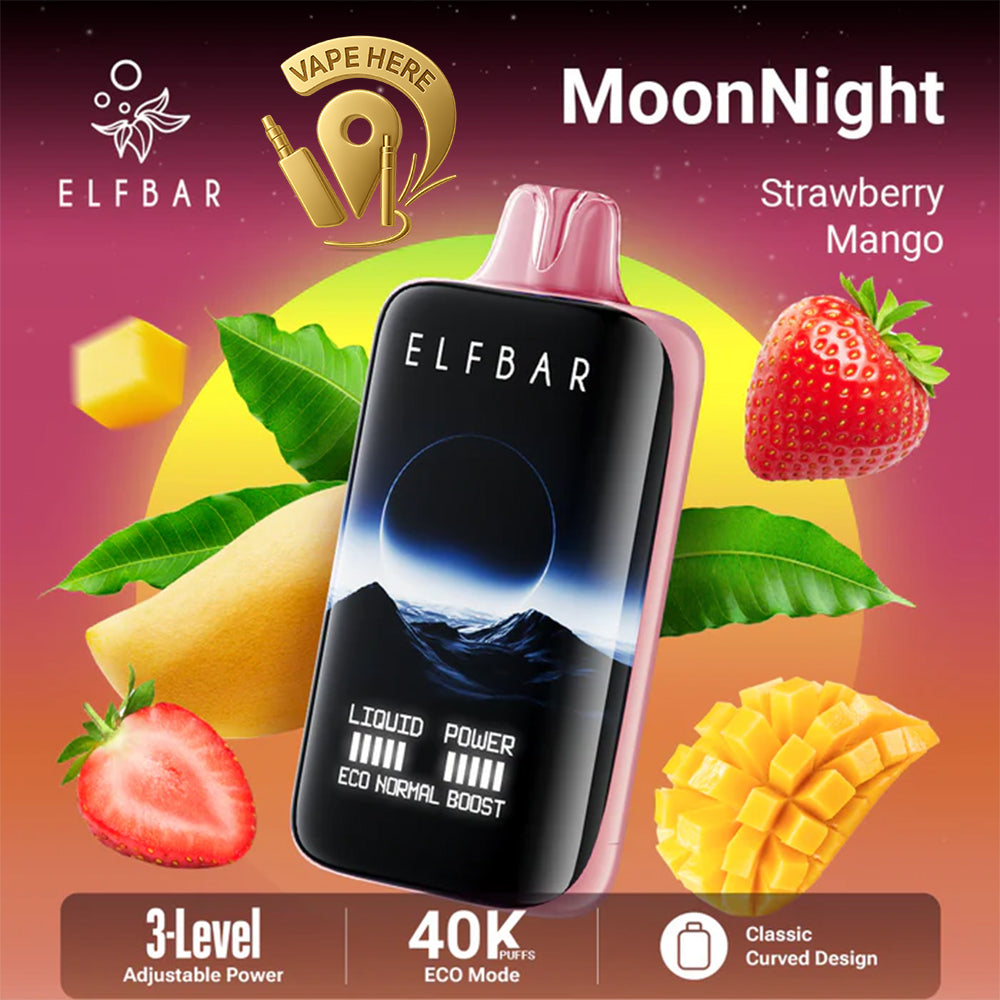ELF BAR MOONNIGHT 40K PUFFS - DISPOSABLE VAPE Strawberry Mango UAE Al Ain 