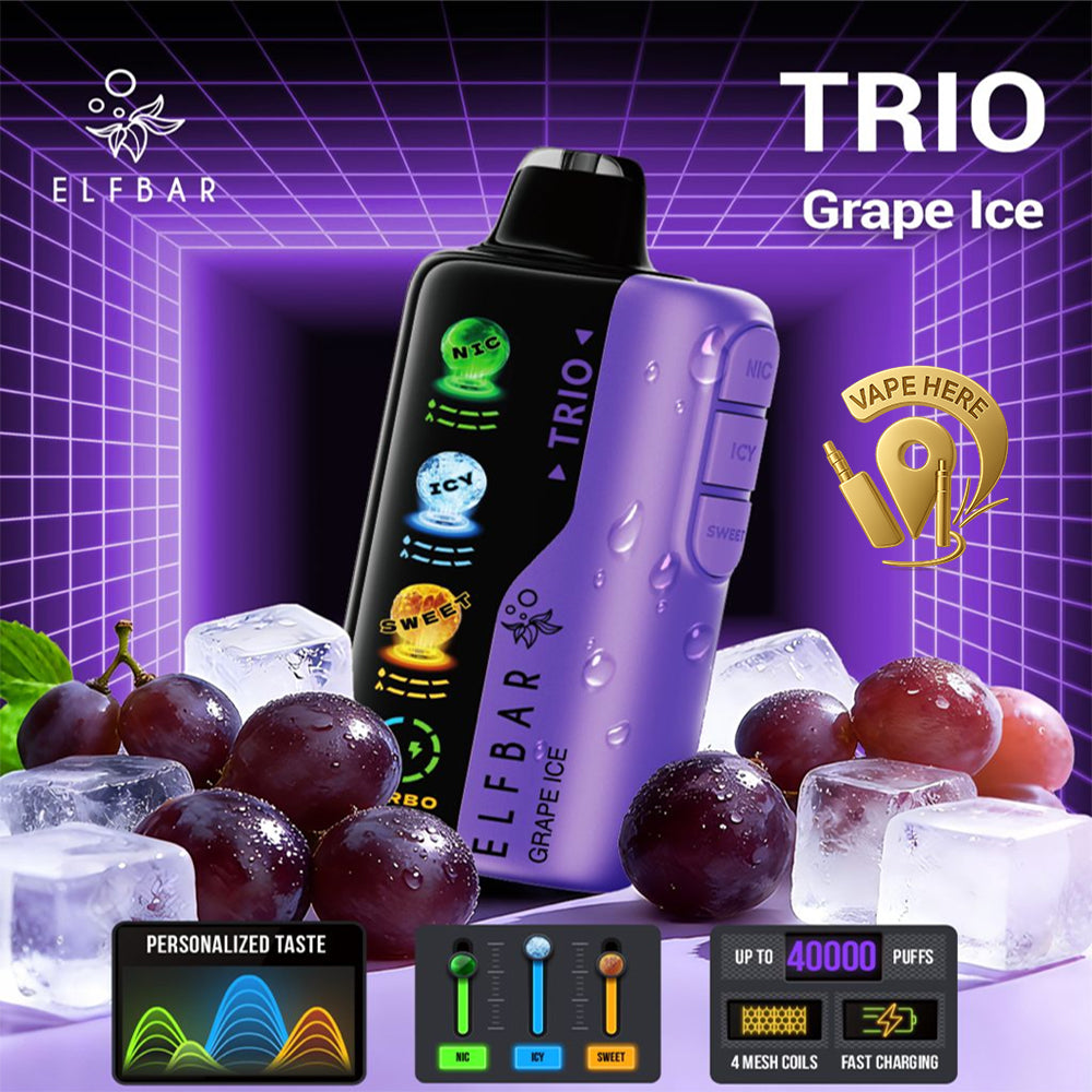ELF BAR Trio 40K Puffs Disposable Vape | 3 adjustable modes: Sweet, Ice, and Sour | Vape Here Store ELF BAR Trio 40K Puffs Disposable Vape | 3 adjustable modes: Sweet, Ice, and Sour | Vape Here Store
