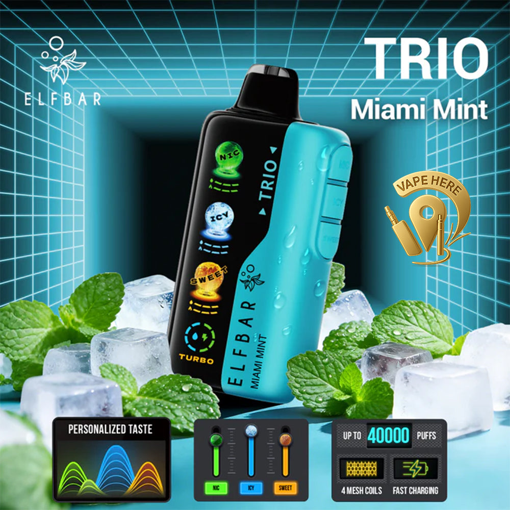 ELF BAR Trio 40K Puffs Disposable Vape Miami Mint UAE Abu Dhabi 