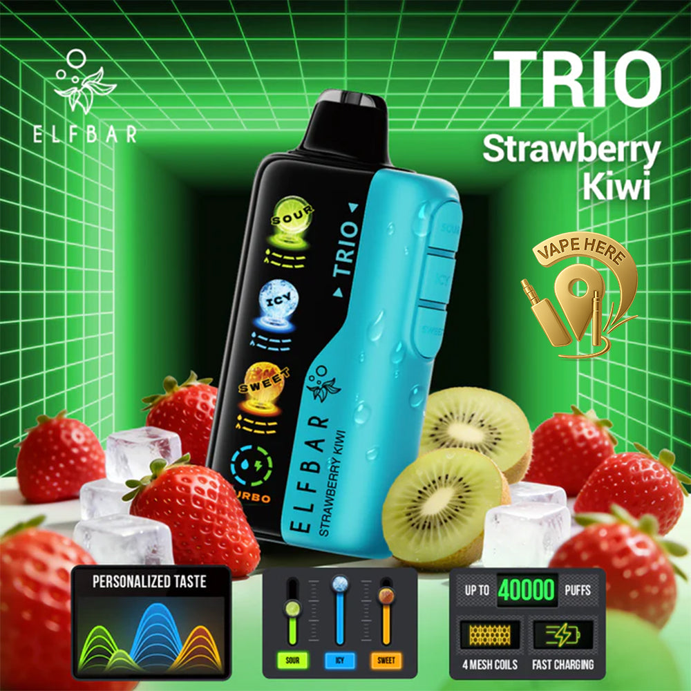ELF BAR Trio 40K Puffs Disposable Vape Strawbwerry Kiwi UAE Al Ain