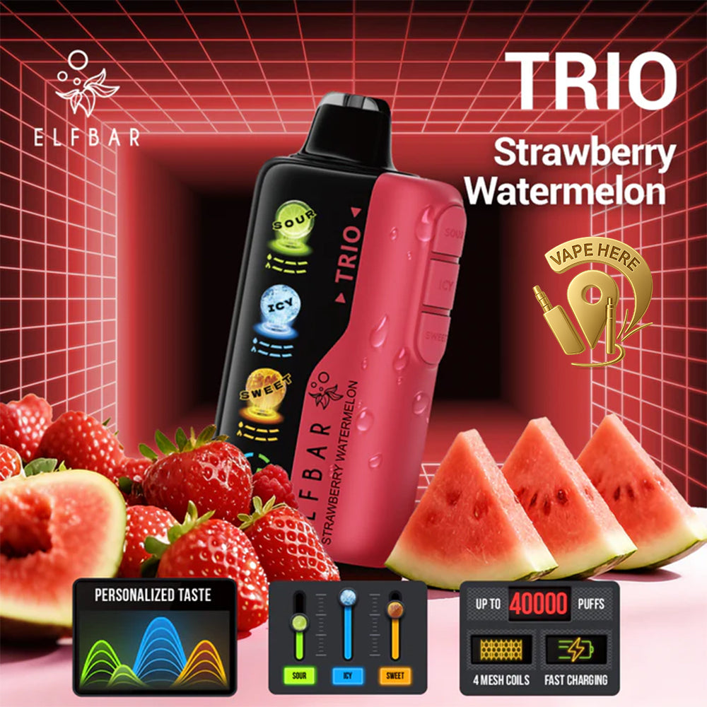 ELF BAR Trio 40K Puffs Disposable Vape Strawberry Watermelon UAE Abu Dhabi 