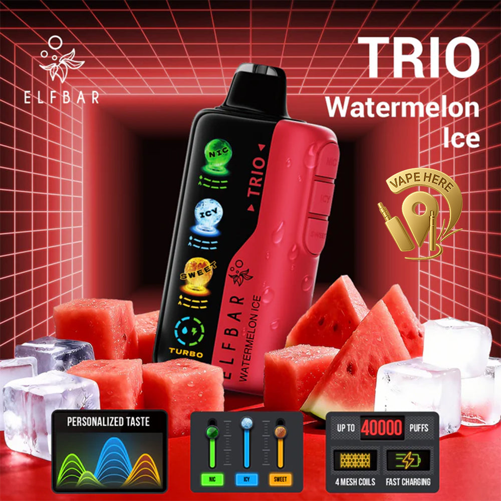 ELF BAR Trio 40K Puffs Disposable Vape Watermelon Ice UAE Ajman 