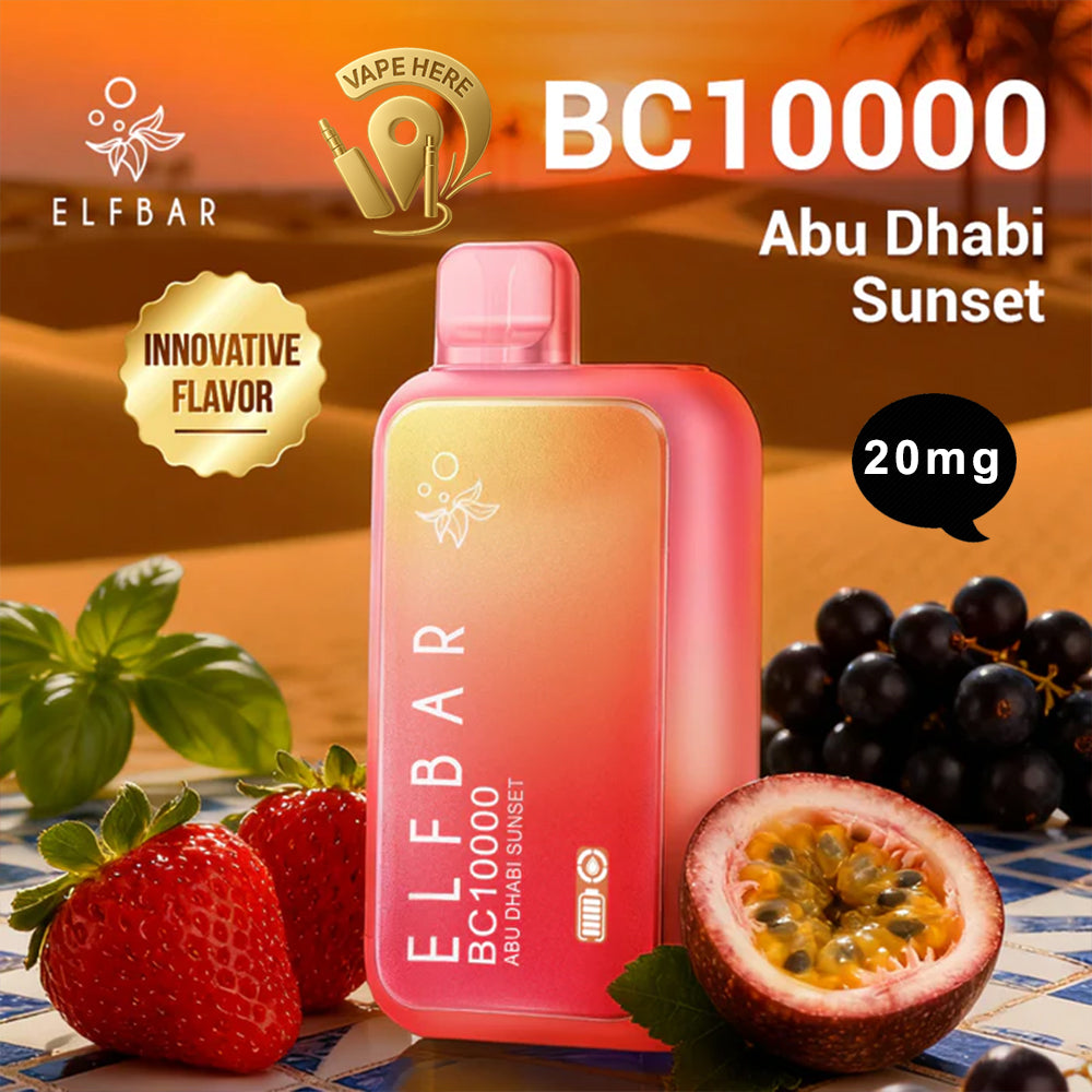 ELF BAR BC10000 PUFFS DISPOSABLE VAPE 20 & 50MG Abu Dhabi Sunset 20mg UAE Dubai 