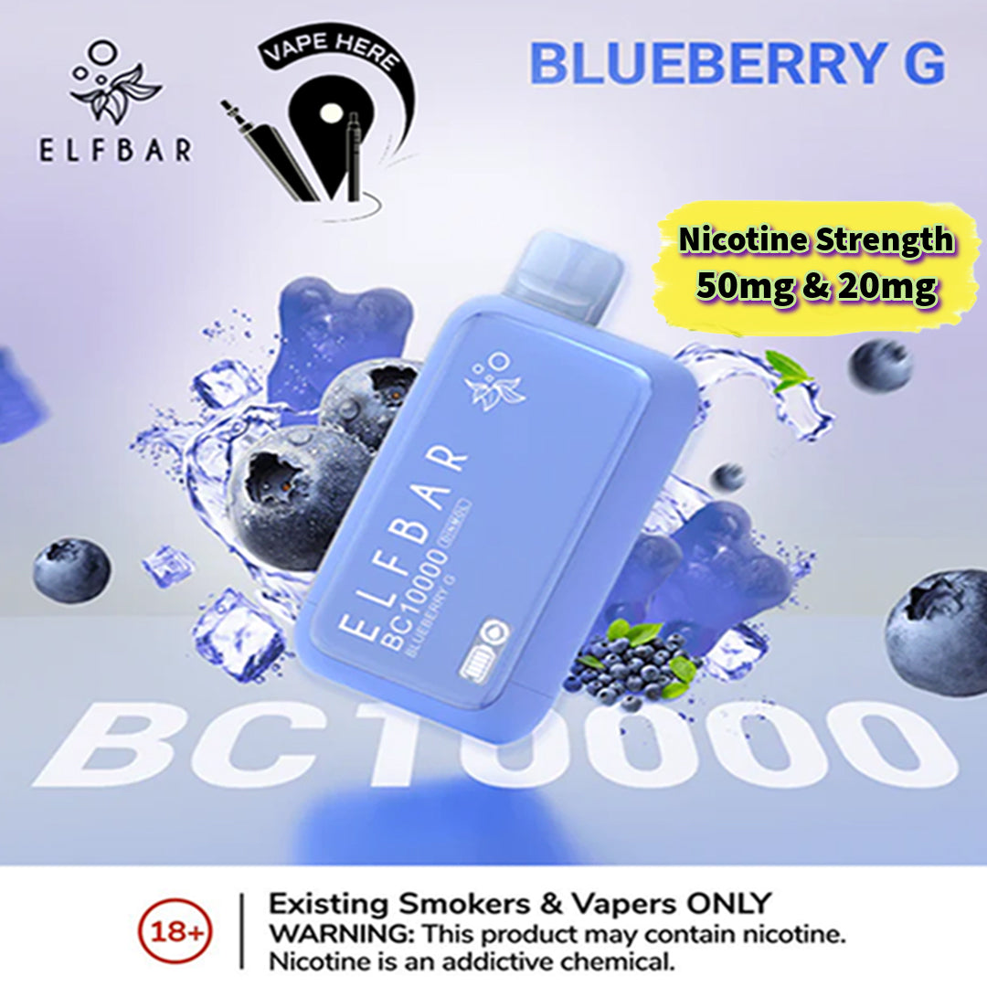 ELF BAR BC10000 PUFFS DISPOSABLE VAPE 20 & 50MG Blueberry Gami Abu Dhabi