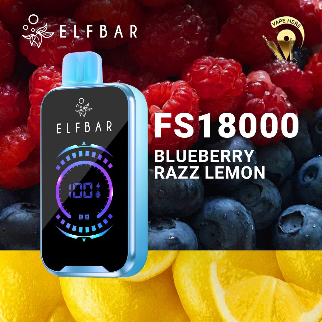 ELF BAR FS18000 PUFFS DISPOSABLE VAPE Blueberry Razz Lemon UAE Abu Dhabi