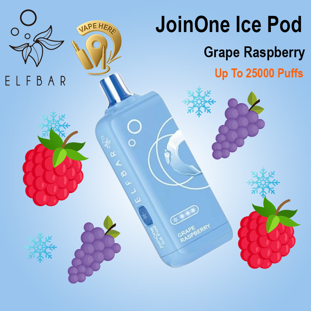ELF BAR JOINONE ICE Pod 25K Puffs  Disposable Vape Grape Raspberry UAE Al Ain