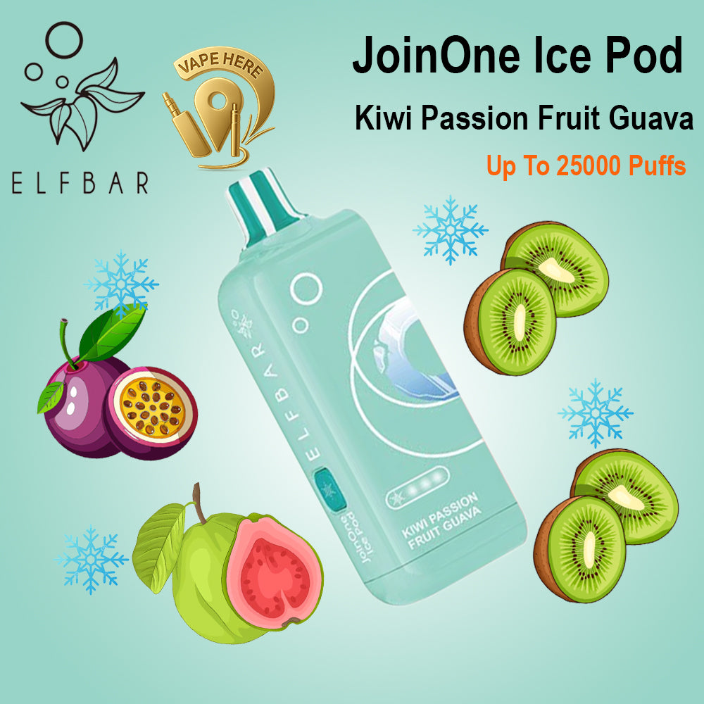 ELF BAR JOINONE ICE Pod 25K Puffs  Disposable Vape Kiwi Passion Fruit Guava UAE Ras Al Khaimah 