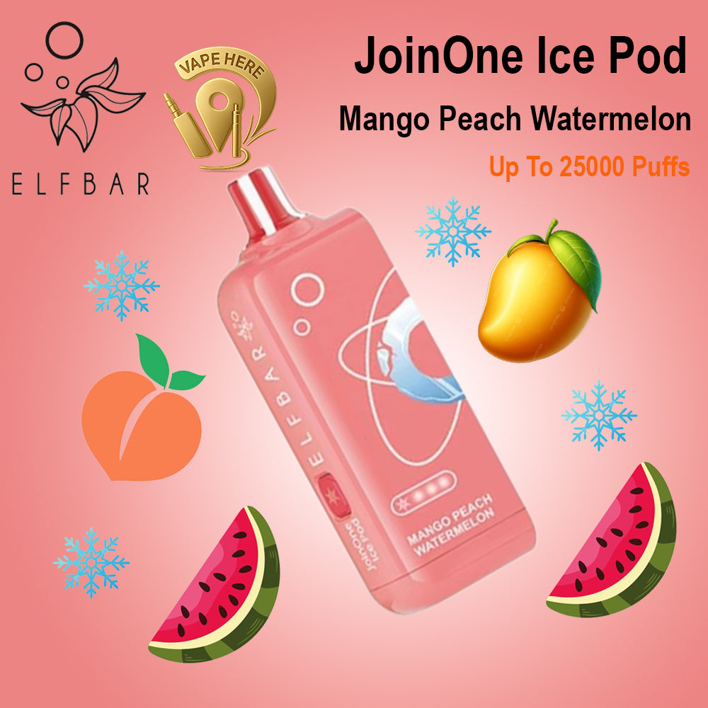 ELF BAR JOINONE ICE Pod 25K Puffs  Disposable Vape Mango Peach Watermelon UAE Al Ain 