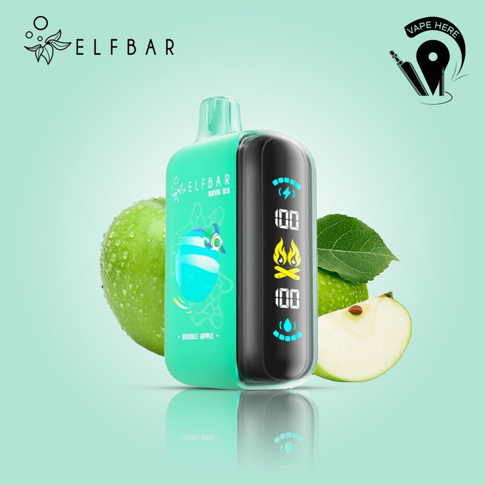 ELF BAR RAYA D3 25000 PUFFS 50MG DISPOSABLE VAPE Double Apple UAE Abu Dhabi