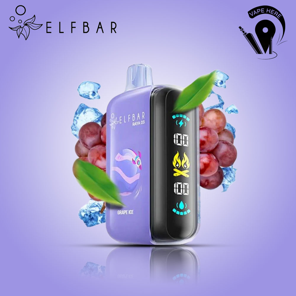 ELF BAR RAYA D3 25000 PUFFS 50MG DISPOSABLE VAPE Grape Ice UAE Ras Al Khaimah
