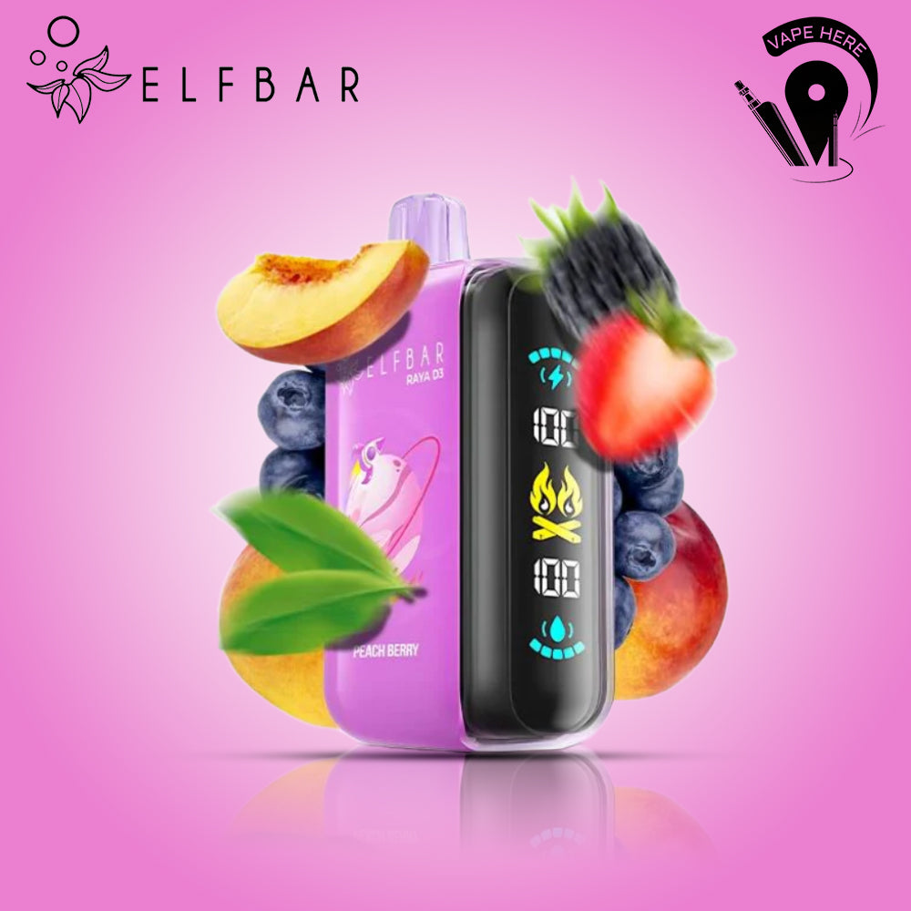 ELF BAR RAYA D3 25000 PUFFS 50MG DISPOSABLE VAPE Peach Berry UAE Umm Al Quwain